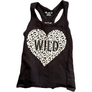 Children's Place girl's "Wild" Leopard black racerback tank top shirt sz XS 4‎